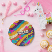 1985 - Retro Vintager 80er Neon Geometric - Pappteller (Party)