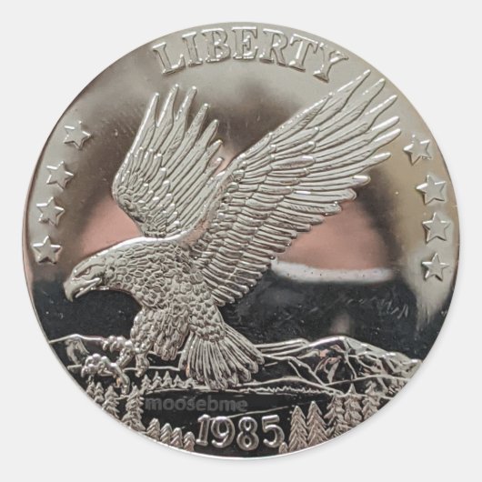 1985 Solid Silver Liberty Double Eagle Front Class Runder Aufkleber (Vorderseite)