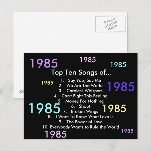 1985 Songs Postkarte (Vorne/Hinten)