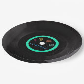 1985 Vintag Retro Stripe Neon Vinyl Record Pappteller (Schrägansicht)
