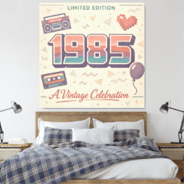1985 Vintage Geburtstags-Leinwanddruck – Retro Lim Leinwanddruck