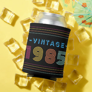 1985 Vintage Retro Streifen Neon Hell Dosenkühler
