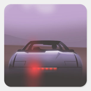 1985 Vintages Supercar-Poster Quadratischer Aufkleber