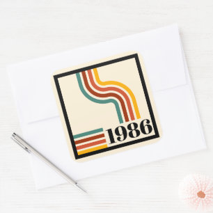 1986 40. Geburtstag Retro-Streifen Vintage  Quadratischer Aufkleber