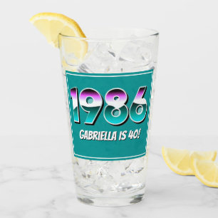 1986 40. Geburtstag Retro Vintage Party Geschenk Glas