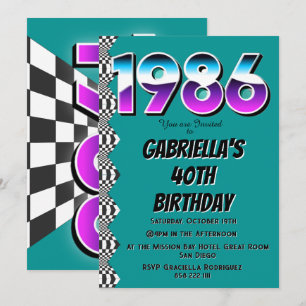 1986 40. Geburtstags Retro-Vintage-Party Einladung
