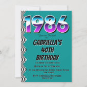 1986 40th Birthday Retro Vintage Party  Einladung (Vorderseite)