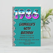 1986 40th Birthday Retro Vintage Party  Einladung (Stehend Vorderseite)