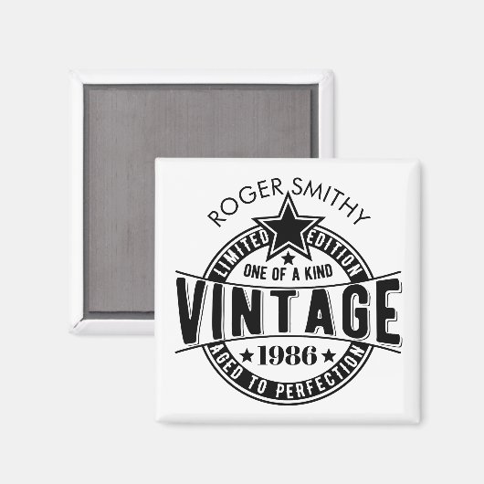 1986 40th Birthday Vintage Aged to perfection Magnet (Vorderseite/Rückseite)