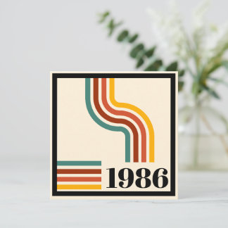 1986 60. Geburtstag Retro-Streifen Vintage Einladung