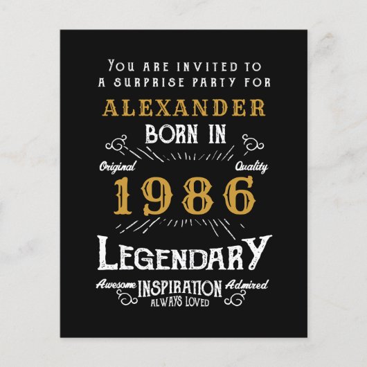 1986 Budget 40th Birthday Invitation Legend Flyer (Vorne)