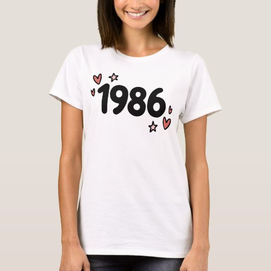 1986 Cute Retro Birthday T-Shirt (Vorderseite)