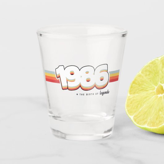 1986 Die Geburt von Legenden Schnapsglas (Vorderseite)