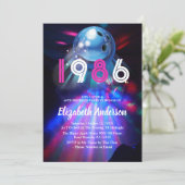 1986 Disco Bowling 40th Birthday Party Invitation Einladung (Stehend Vorderseite)