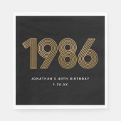 1986 Weiß Schwarz Gold 50. Geburtstag  Serviette (Vorderseite)