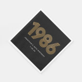1986 Weiß Schwarz Gold 50. Geburtstag  Serviette (Ecke)