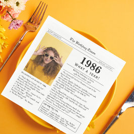 1986 Zeitung zum Geburtstag Serviette