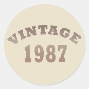 1987 geboren Vintage Geburtstag Runder Aufkleber