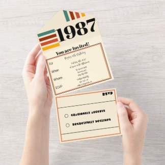 1987 Retro-Vintage-Plakat 40. Geburtstag Schwarz All In One Einladung
