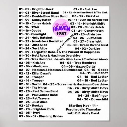 1987 - ROCK'N'ROLL HEAVEN (TEIL 1) POSTER (Vorne)