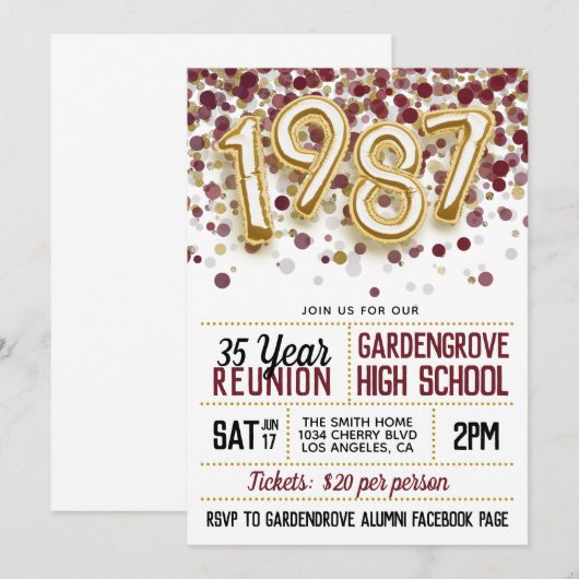 1987 Uni-Wiedersehen Einladung (Vorne/Hinten)