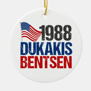 1988 Dukakis Bentsen Retro-Demokrat Keramik Ornament