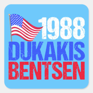 1988 Dukakis Bentsen Retro Wahl Quadratischer Aufkleber