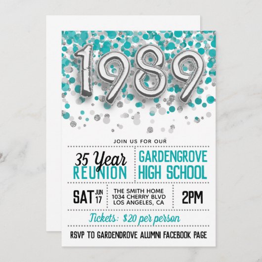 1989 Uni-Wiedersehen Einladung (Vorne/Hinten)