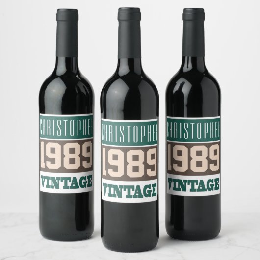 1989 Year of Birth Wine Label Weinetikett (Flaschen)