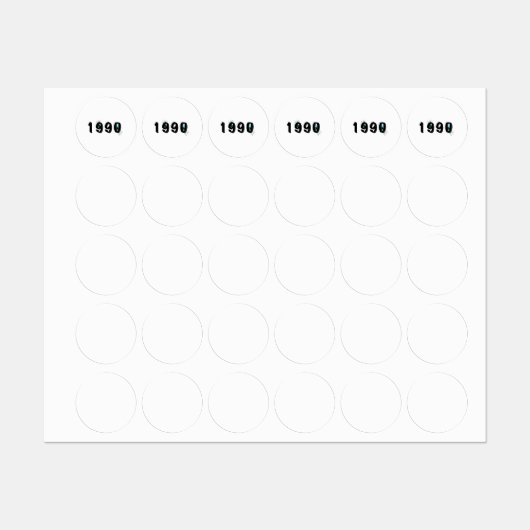 1990 Geburtsjahr Runde Aufkleber | Geburtstagsumsc (Blatt)