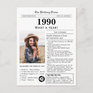 1990 Newspaper Birthday Postcard Postkarte