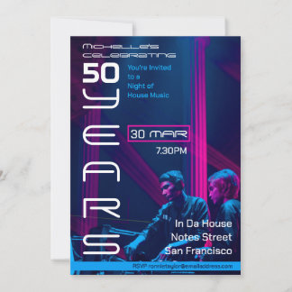 1990er-Jahre House Music 50th Birthday Party Einladung