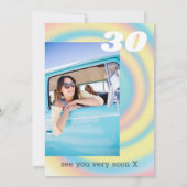 1990er Jahre Iridescent Rainbow 30th Birthday Part Einladung (Rückseite)