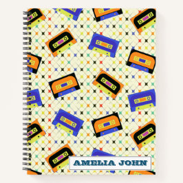 1990s Retro Cassette Pattern Personalized Notizblock