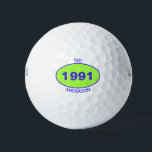 1991 30th Birthday Green Name any year Golf Balls Golfball<br><div class="desc">1991 30. Geburtstag Grün Name jedes Jahr Golf Balls.
Personalisieren Sie Ihren Vornamen und Nachnamen und bearbeiten Sie das Jahr für jeden Golf Ball,  der von Oval Logo angeboten wird.</div>