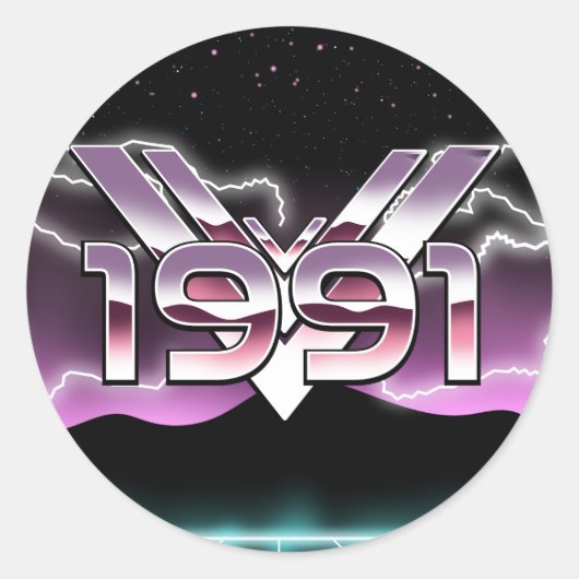 1991 Tech noir Runder Aufkleber (Vorderseite)