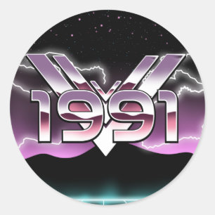 1991 Tech noir Runder Aufkleber