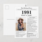 1991 Zeitung Geburtstagskarte Postkarte (Vorne/Hinten)