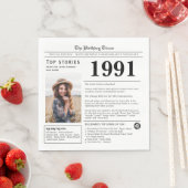 1991 Zeitung zum Geburtstag Trivia Serviette (Beispiel)