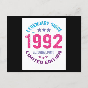 1992 Geburtstag im Vintage-Stil Postkarte