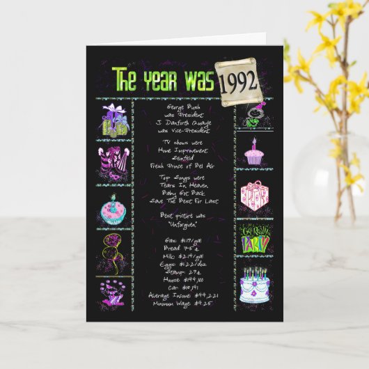 1992 Geburtstag Karte (Gelbe Blume)