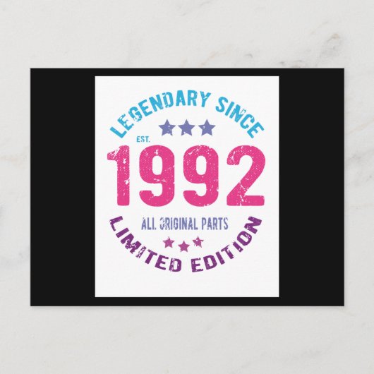 1992 Vintager Geburtstag Postkarte (Vorderseite)