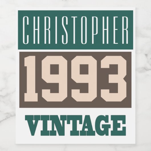 1993 Jahr der Personalisierten Geburt Weinetikett (Einzelnes Label)