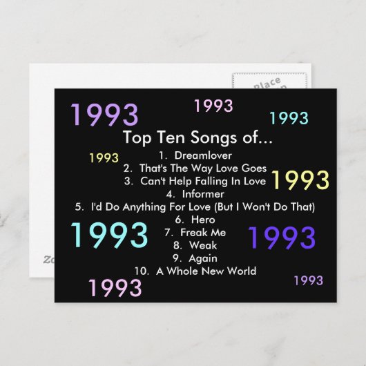 1993 Lieder Postkarte (Vorne/Hinten)