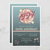 1994 30. Geburtstagsretro dunkelblaues Party Einladung (Vorne/Hinten)