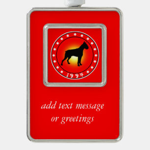 1994 Jahr des Hundes Rahmen-Ornament Silber