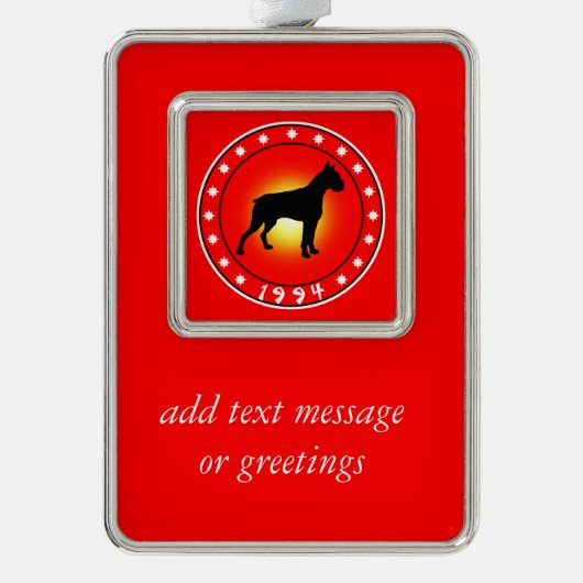1994 Jahr des Hundes Rahmen-Ornament Silber (Vorderseite)