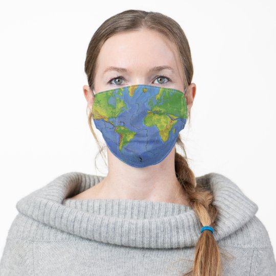 1994 Physical World Map Tektonische Teller Usg Mund Nasen Maske Aus Stoff Zazzle De