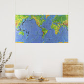 1994 Physikalische Weltkarte - tektonische Teller Poster (Küche)