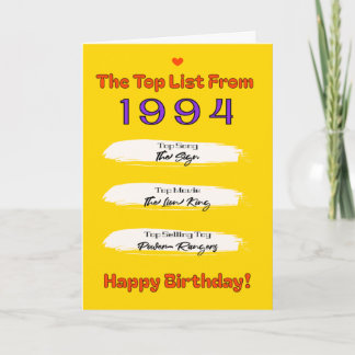 1994 Top-Liste zum Geburtstag Karte